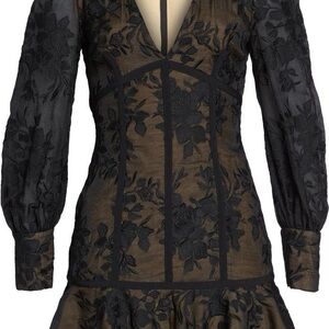 Sexy NWT $240 Keepsake the Label Black Floral Long Sleeve Party Dress, Sz XS!